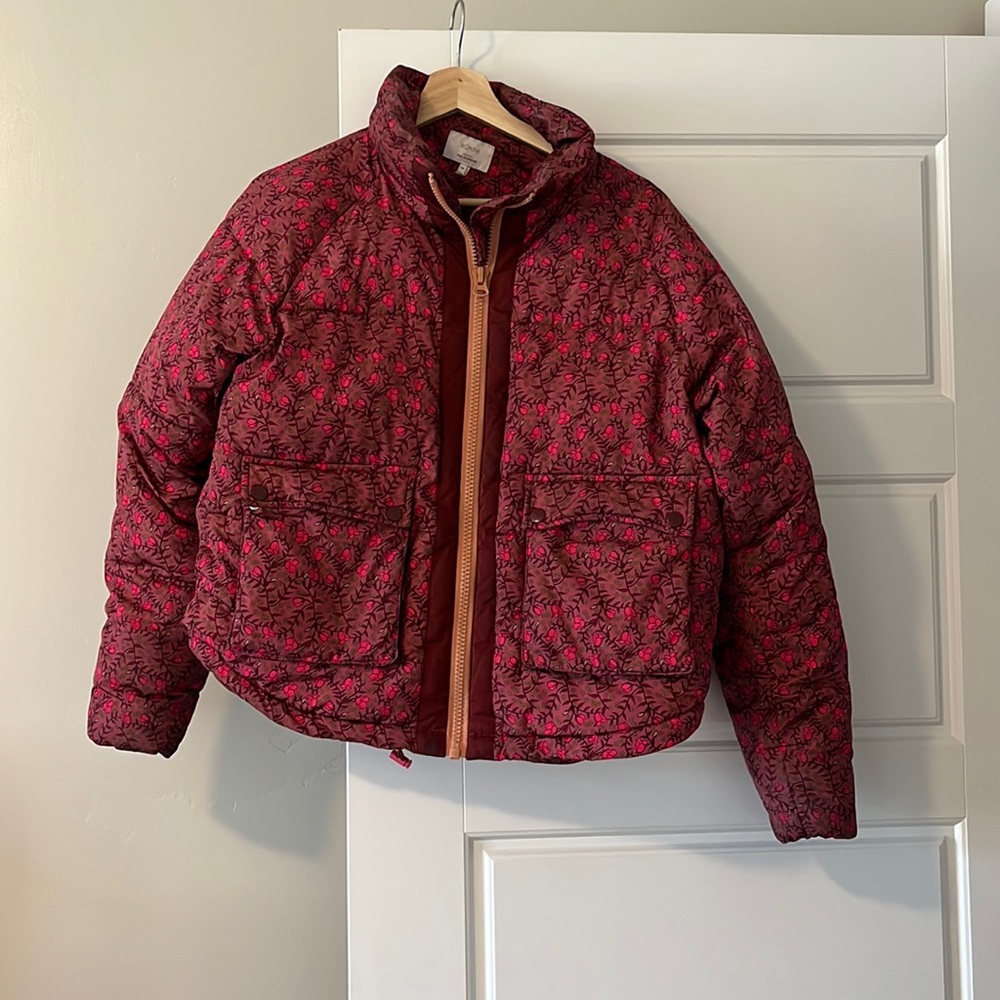 Anthropologie pink floral coat size xs